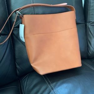Brown structured shoulder bag